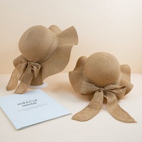 Mommy and Me Bowknot Solid Straw Hats